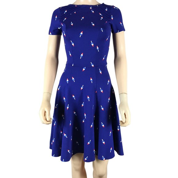 Unique Vintage Gwynnie Bee Red White Blue POPSICLE Print Dress XS - Picture 1 of 8